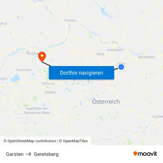 Garsten to Geretsberg map