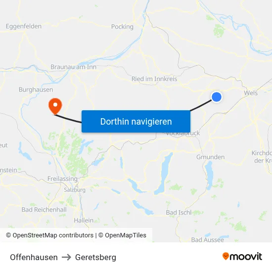 Offenhausen to Geretsberg map