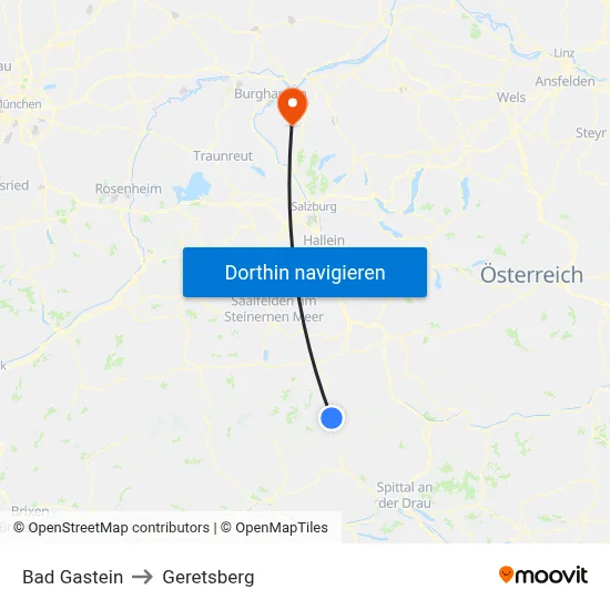 Bad Gastein to Geretsberg map
