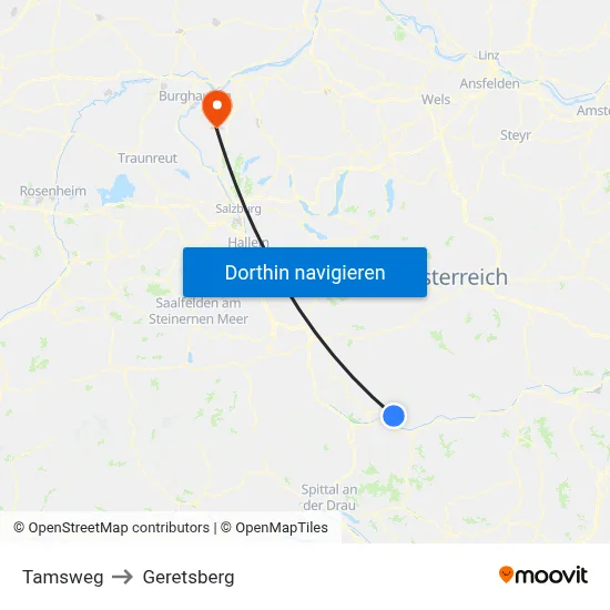 Tamsweg to Geretsberg map