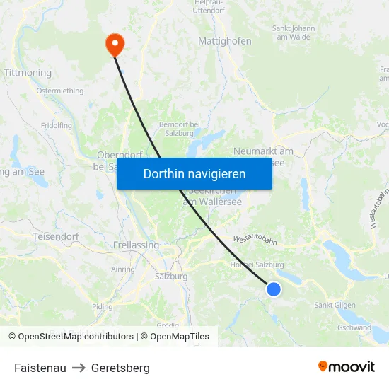 Faistenau to Geretsberg map