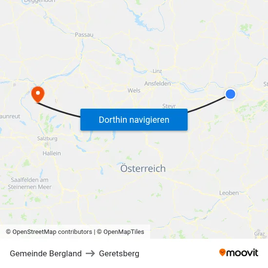 Gemeinde Bergland to Geretsberg map