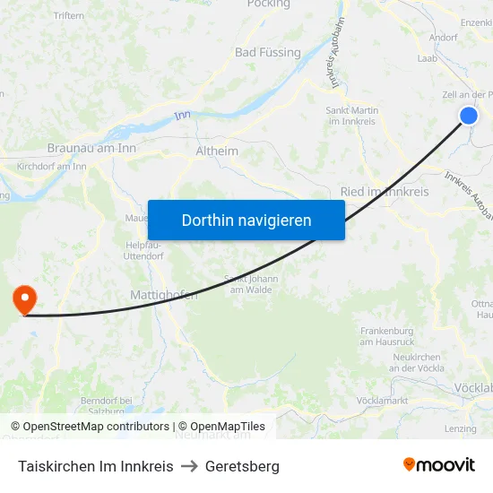 Taiskirchen Im Innkreis to Geretsberg map