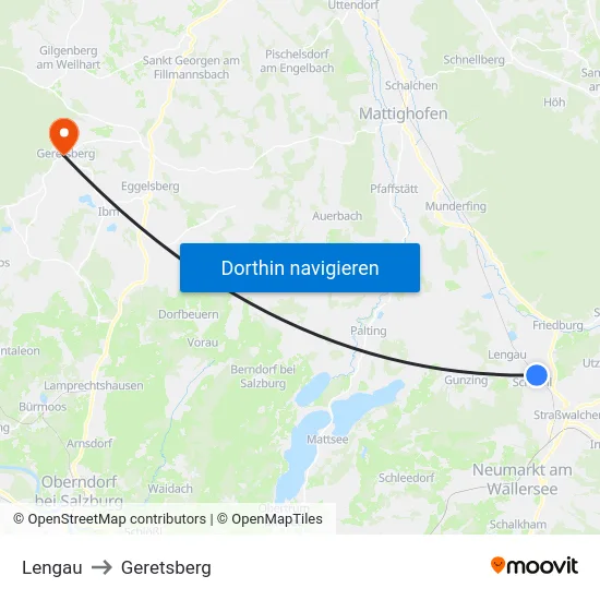 Lengau to Geretsberg map