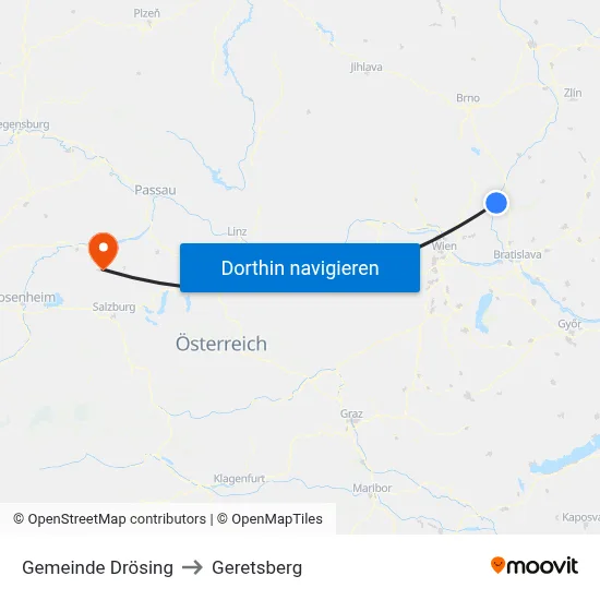 Gemeinde Drösing to Geretsberg map