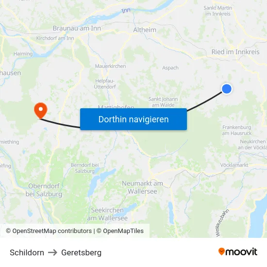 Schildorn to Geretsberg map