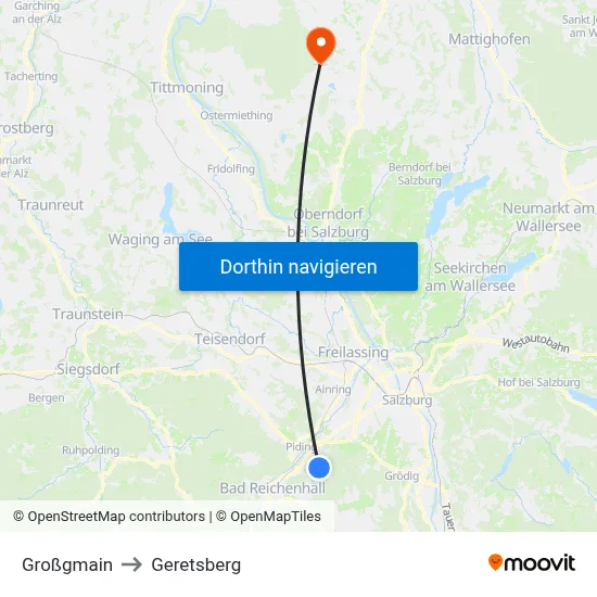 Großgmain to Geretsberg map