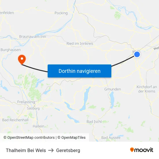 Thalheim Bei Wels to Geretsberg map