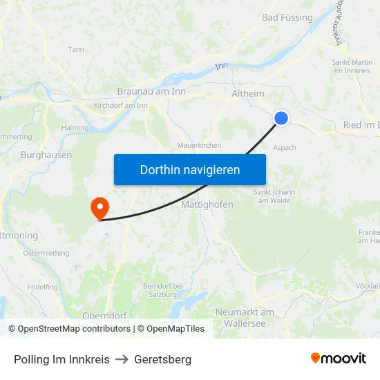 Polling Im Innkreis to Geretsberg map
