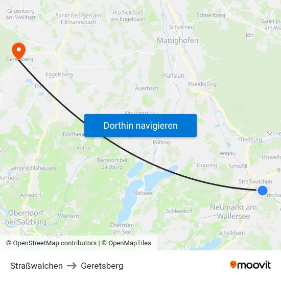 Straßwalchen to Geretsberg map