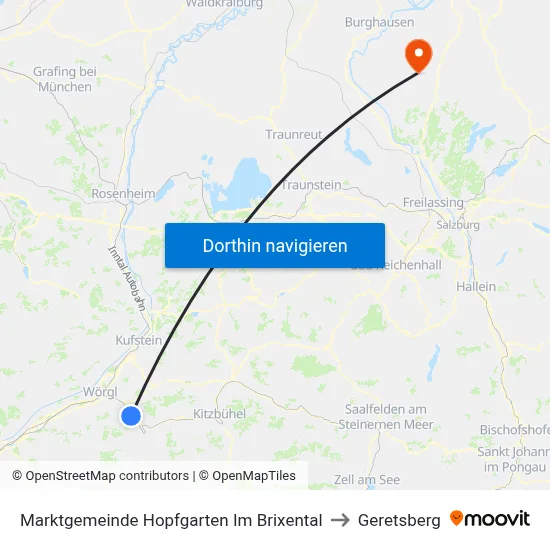 Marktgemeinde Hopfgarten Im Brixental to Geretsberg map