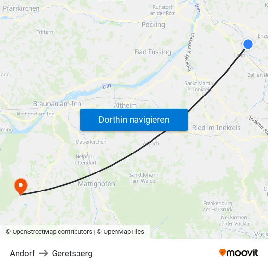 Andorf to Geretsberg map