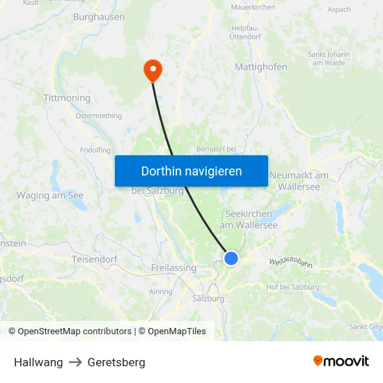 Hallwang to Geretsberg map