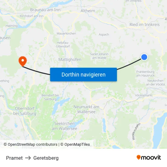 Pramet to Geretsberg map