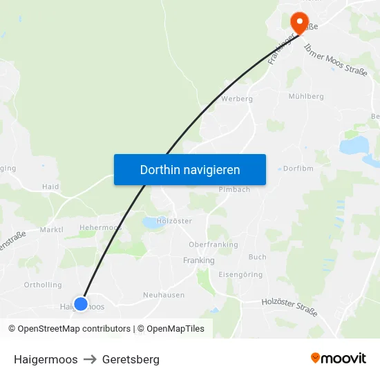 Haigermoos to Geretsberg map