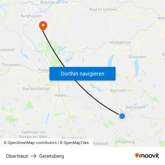 Obertraun to Geretsberg map