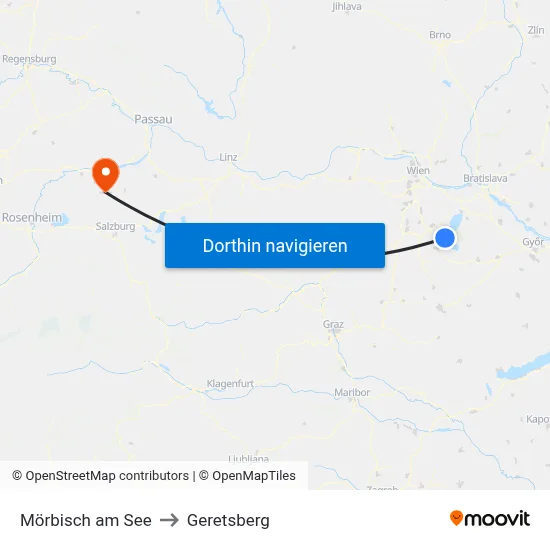Mörbisch am See to Geretsberg map