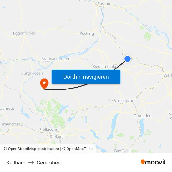 Kallham to Geretsberg map