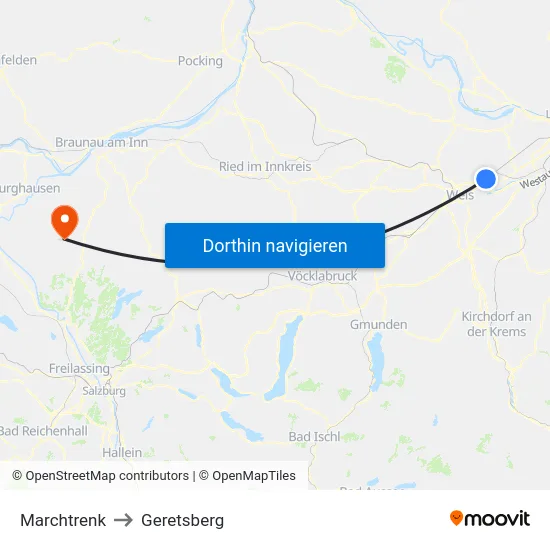 Marchtrenk to Geretsberg map