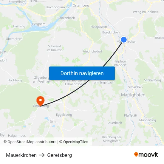 Mauerkirchen to Geretsberg map