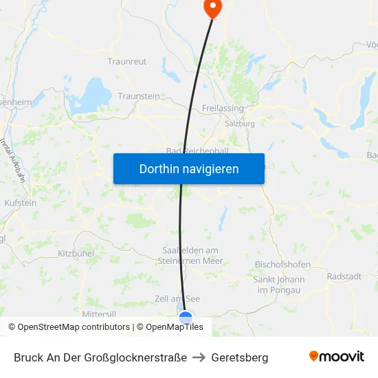 Bruck An Der Großglocknerstraße to Geretsberg map