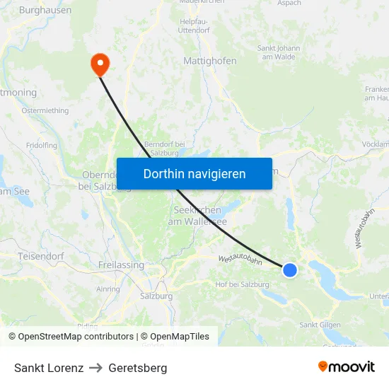 Sankt Lorenz to Geretsberg map