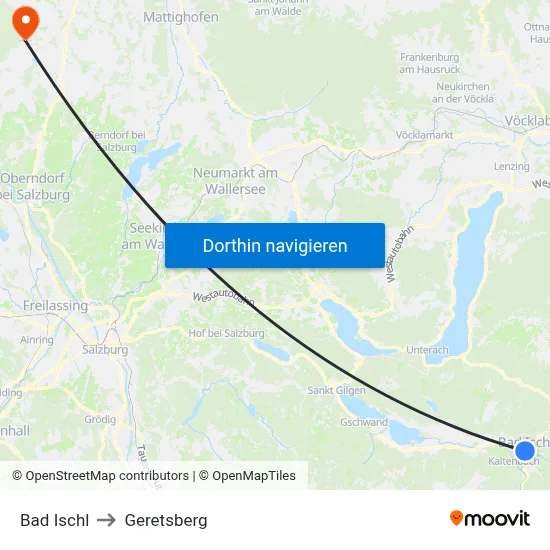 Bad Ischl to Geretsberg map