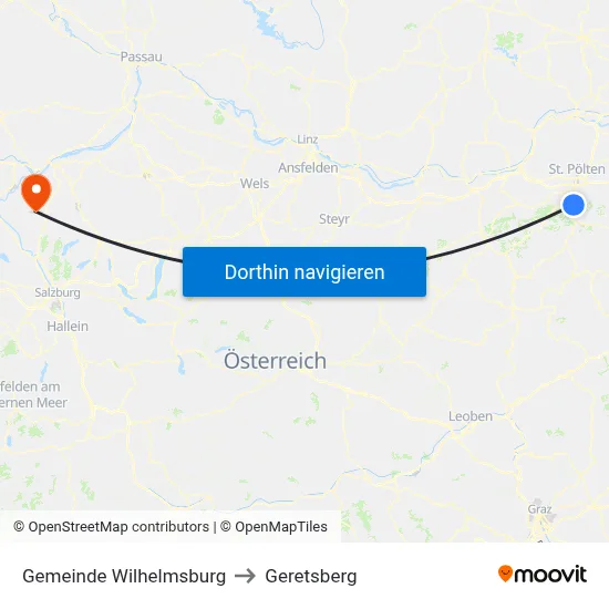 Gemeinde Wilhelmsburg to Geretsberg map