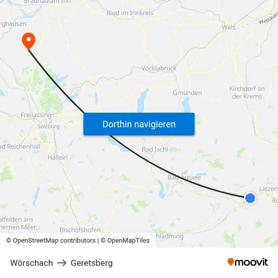 Wörschach to Geretsberg map