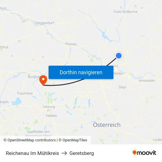 Reichenau Im Mühlkreis to Geretsberg map
