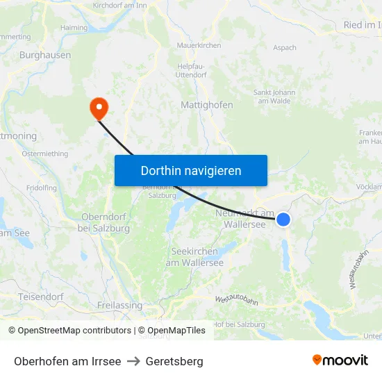 Oberhofen am Irrsee to Geretsberg map