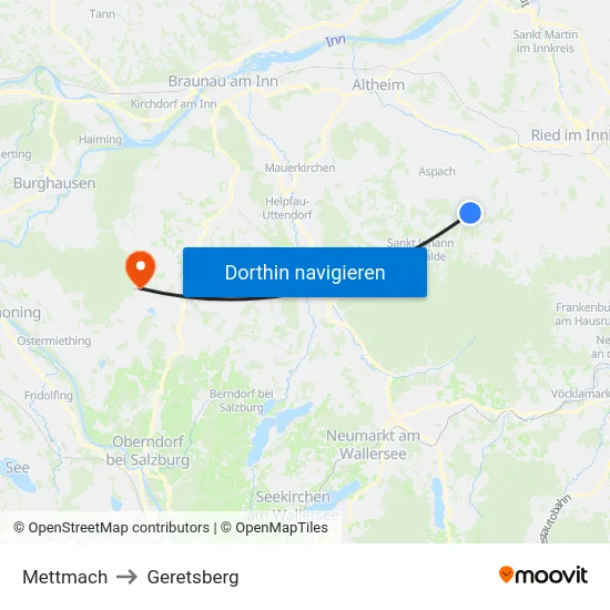 Mettmach to Geretsberg map