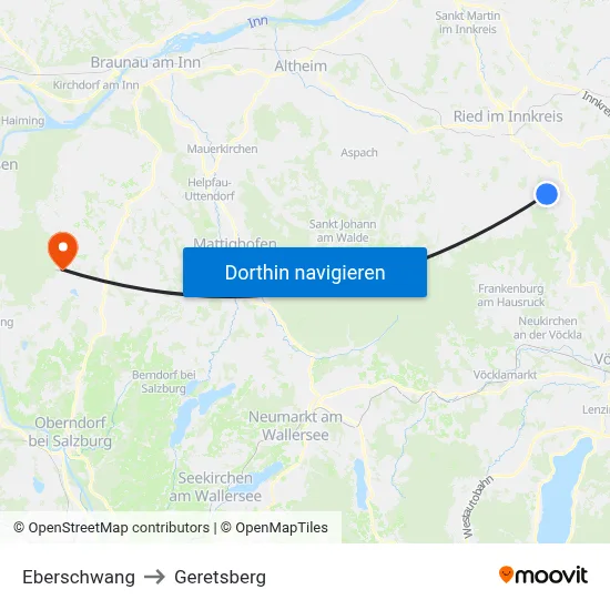 Eberschwang to Geretsberg map