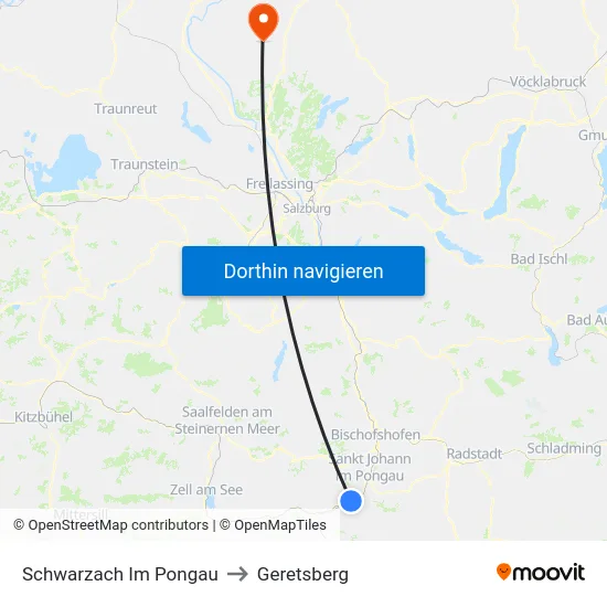 Schwarzach Im Pongau to Geretsberg map