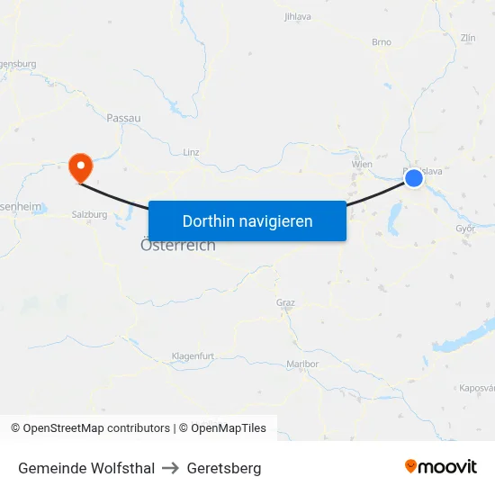 Gemeinde Wolfsthal to Geretsberg map