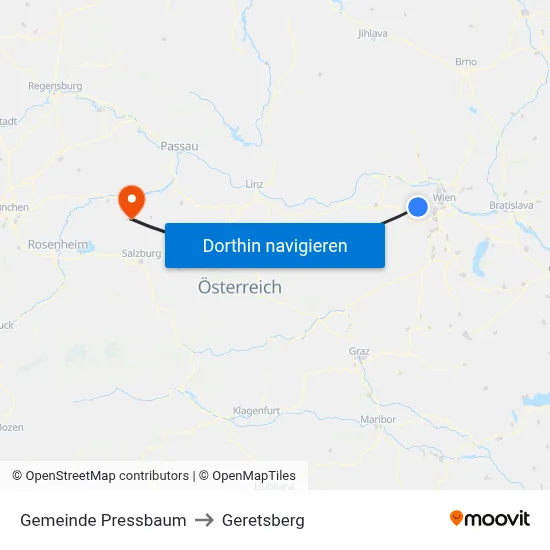 Gemeinde Pressbaum to Geretsberg map