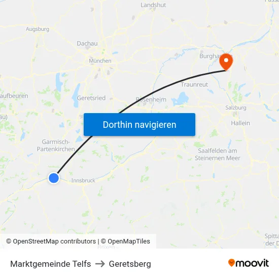 Marktgemeinde Telfs to Geretsberg map
