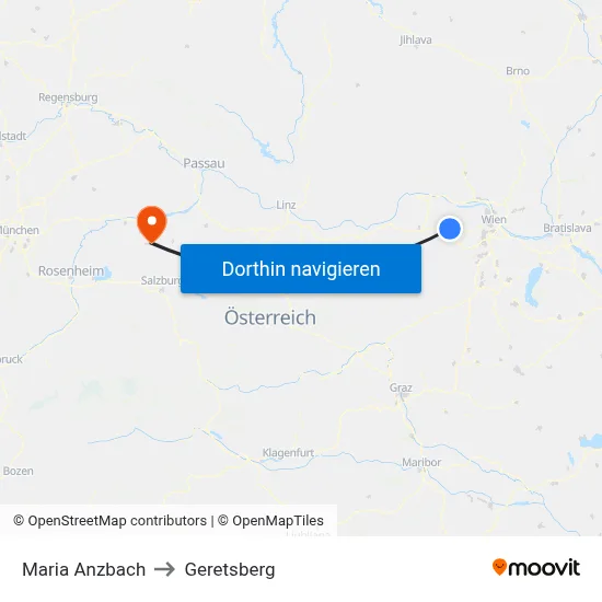Maria Anzbach to Geretsberg map