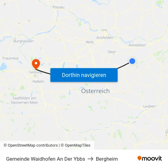 Gemeinde Waidhofen An Der Ybbs to Bergheim map