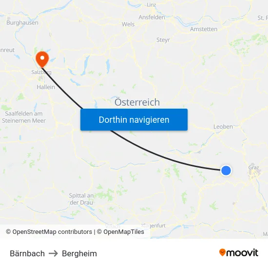 Bärnbach to Bergheim map