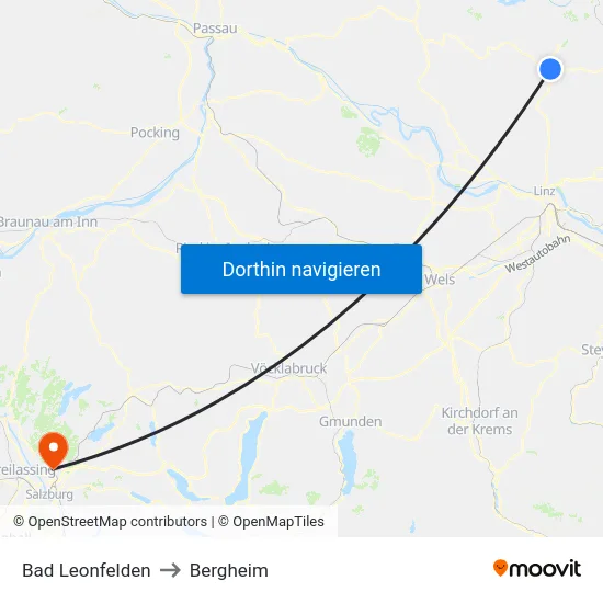 Bad Leonfelden to Bergheim map