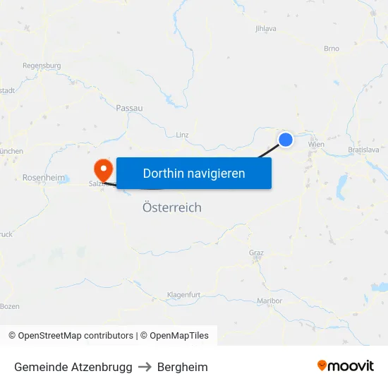 Gemeinde Atzenbrugg to Bergheim map