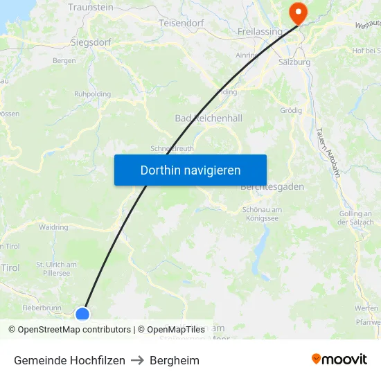 Gemeinde Hochfilzen to Bergheim map
