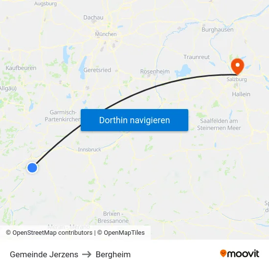 Gemeinde Jerzens to Bergheim map