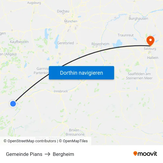 Gemeinde Pians to Bergheim map