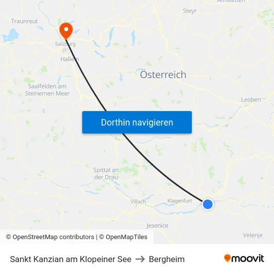 Sankt Kanzian am Klopeiner See to Bergheim map