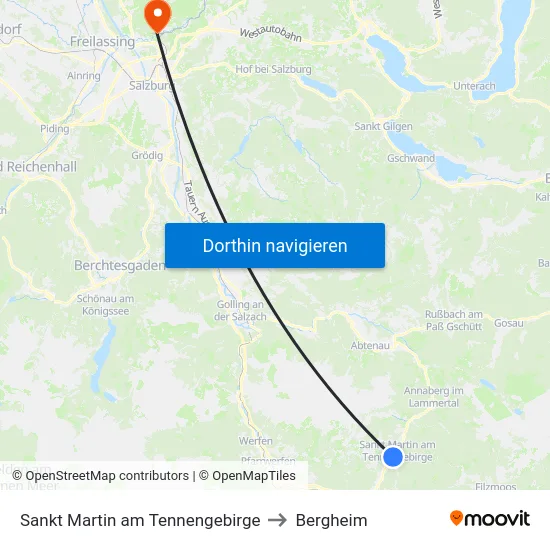 Sankt Martin am Tennengebirge to Bergheim map