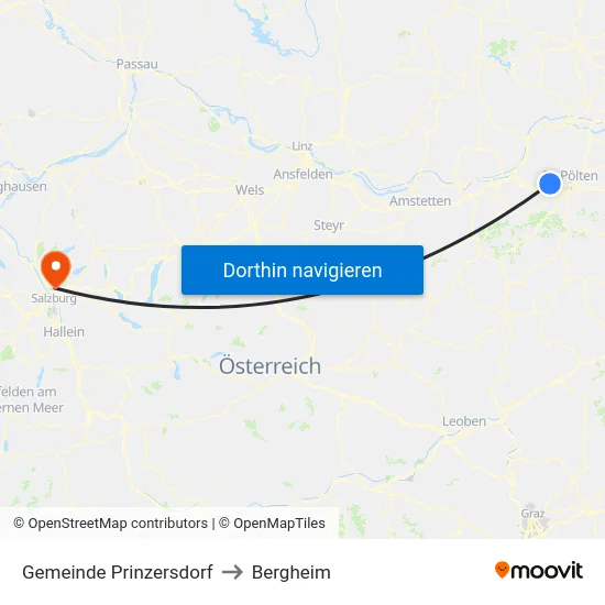 Gemeinde Prinzersdorf to Bergheim map