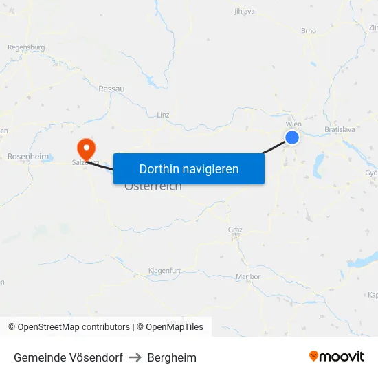 Gemeinde Vösendorf to Bergheim map