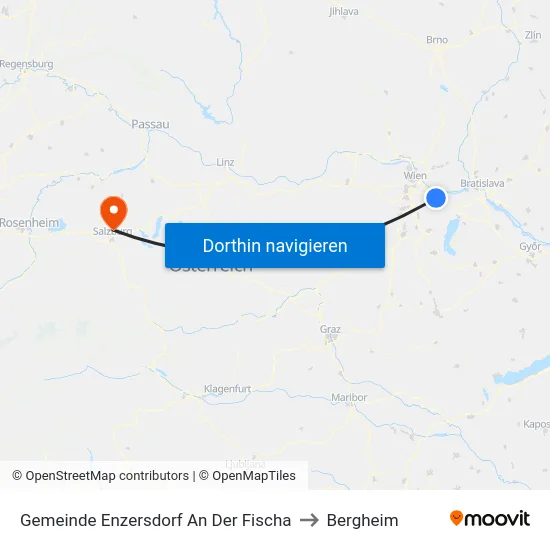 Gemeinde Enzersdorf An Der Fischa to Bergheim map